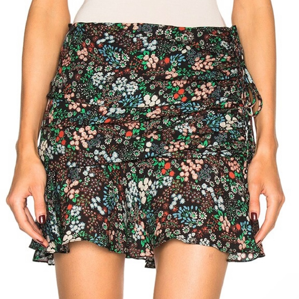 NEW VERONICA BEARD REVOLVE BLACK FLORAL PRINT SILK MINI SKIRT